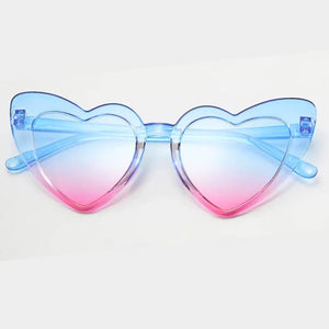 Pack of 1 Pair of Gradient blue & pink Cat Eye Heart Shaped Party Sunglasses | Adult Party Glasses