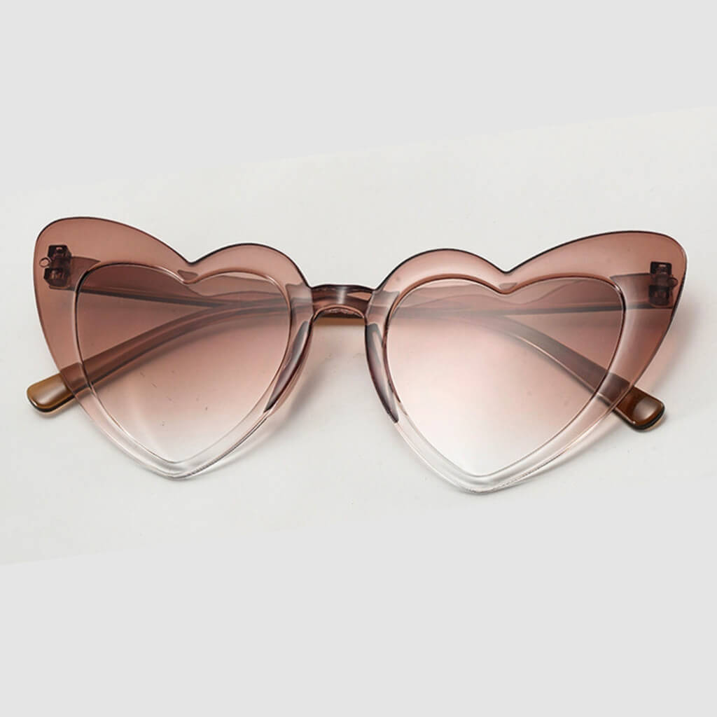 Pack of 1 Pair of Gradient brown Cat Eye Heart Shaped Party Sunglasses | Adult Party Glasses