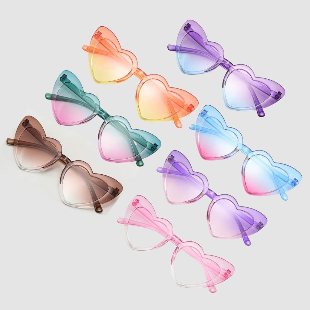 Pack of 1 Pair of Gradient Cat Eye Heart Shaped Party Sunglasses | Adult Party Glasses