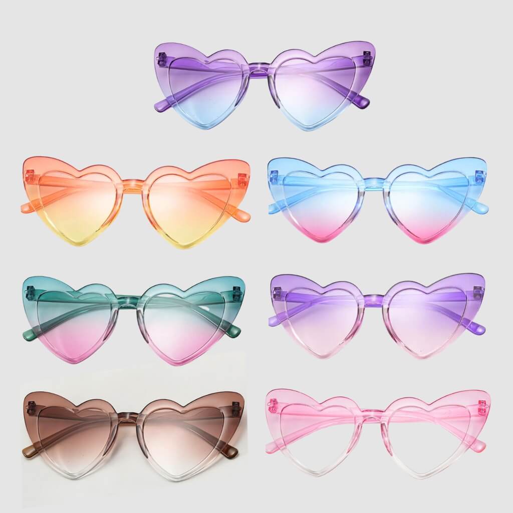 Pack of 1 Pair of Gradient Cat Eye Heart Shaped Party Sunglasses | Adult Party Glasses