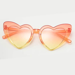 Pack of 1 Pair of Gradient orange & yellow Cat Eye Heart Shaped Party Sunglasses | Adult Party Glasses