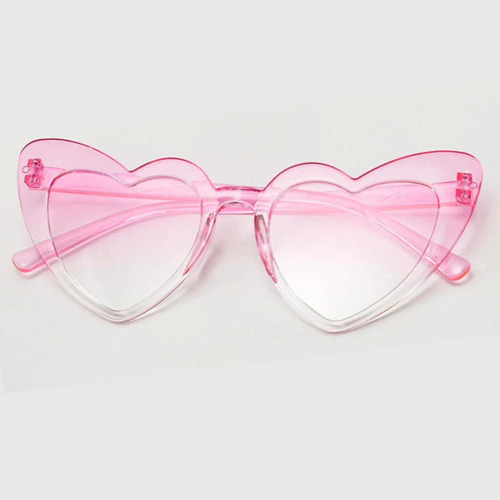 Pack of 1 Pair of Gradient pink Cat Eye Heart Shaped Party Sunglasses | Adult Party Glasses