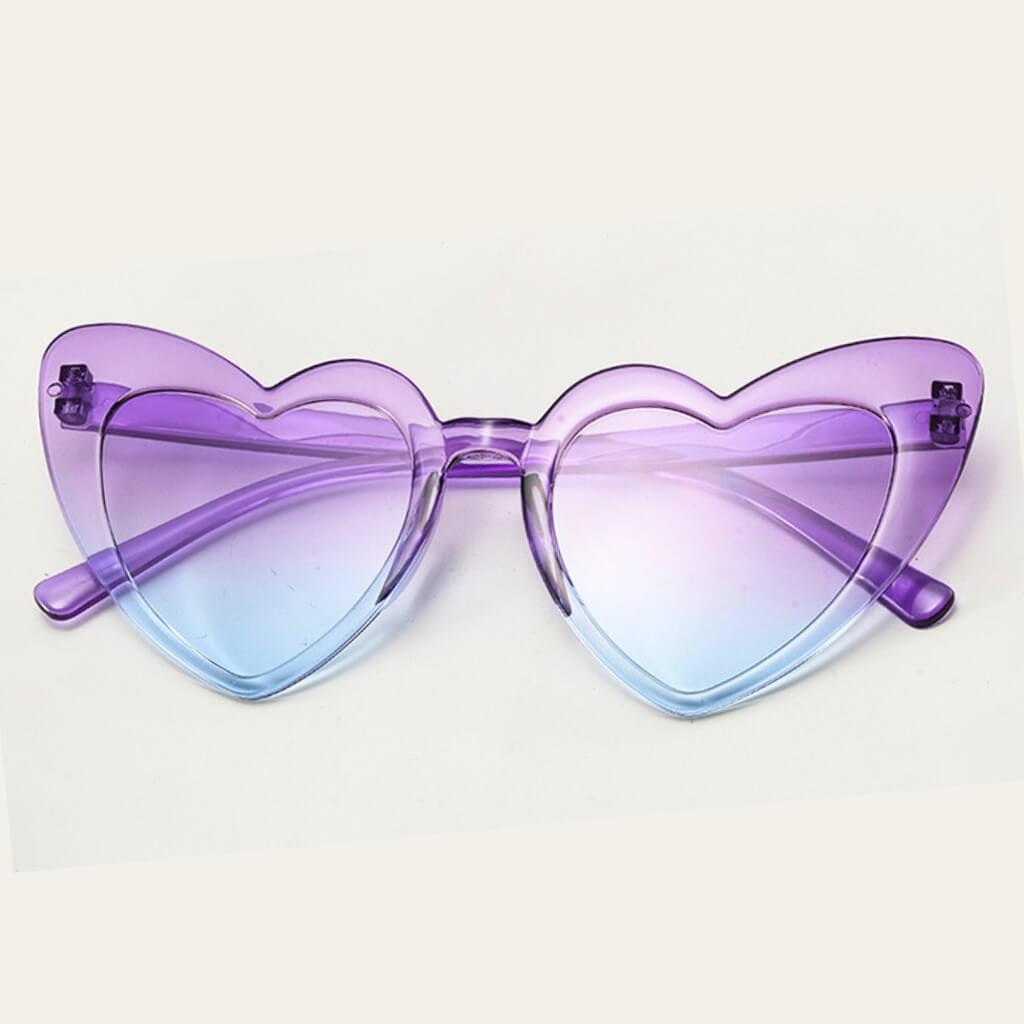 Pack of 1 Pair of Gradient purple & blue Cat Eye Heart Shaped Party Sunglasses | Adult Party Glasses