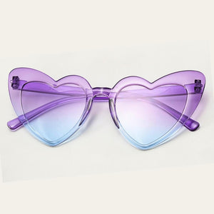 Pack of 1 Pair of Gradient purple & blue Cat Eye Heart Shaped Party Sunglasses | Adult Party Glasses