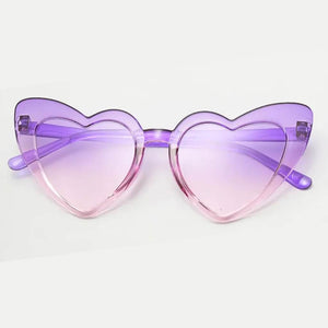 Pack of 1 Pair of Gradient purple & pink Cat Eye Heart Shaped Party Sunglasses | Adult Party Glasses