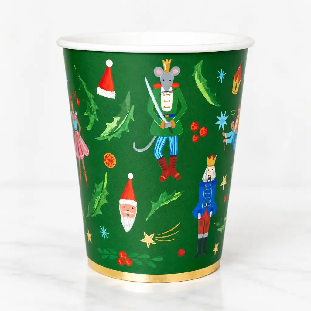Green Christmas Paper Cups 266ml 8pk