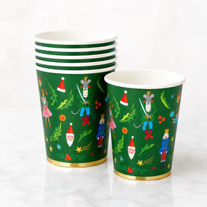 Green Christmas Paper Cups 266ml 8pk