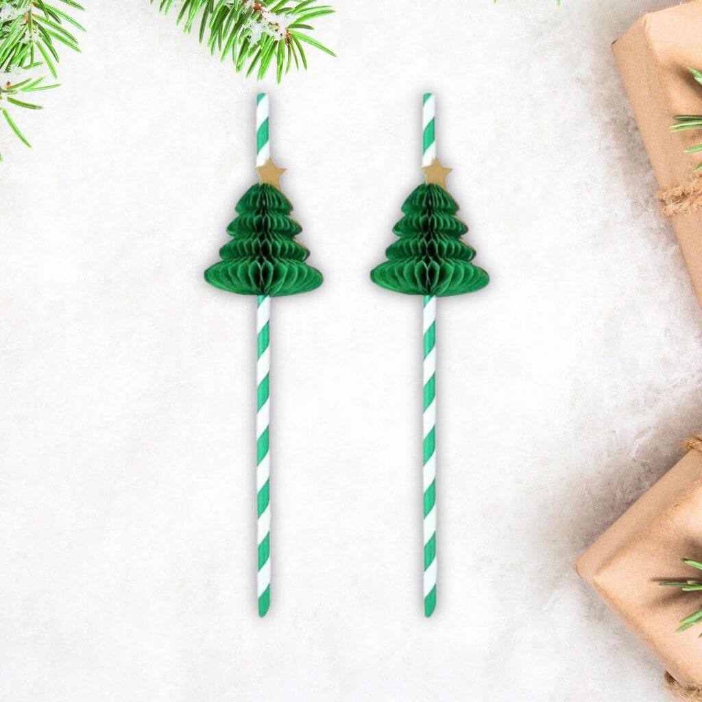 Biodegradable Christmas Paper Straws Christmas Tree - Temu