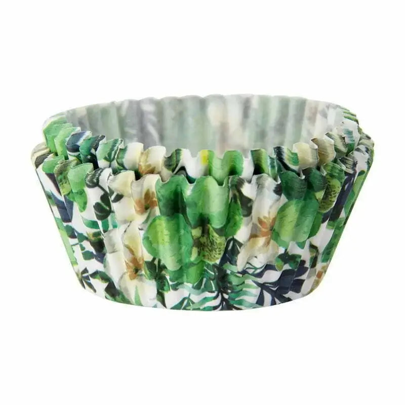 Green Floral Cupcake Cups 40pk