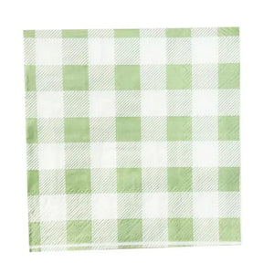 Green Gingham Cocktail Paper Napkins 25pk