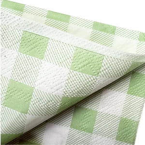 Green Gingham Cocktail Paper Napkins 25pk