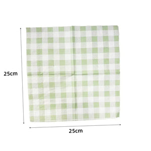 Green Gingham Cocktail Paper Napkins 25pk