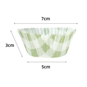 Green Gingham Paper Cupcake Cases baking cups 25pk