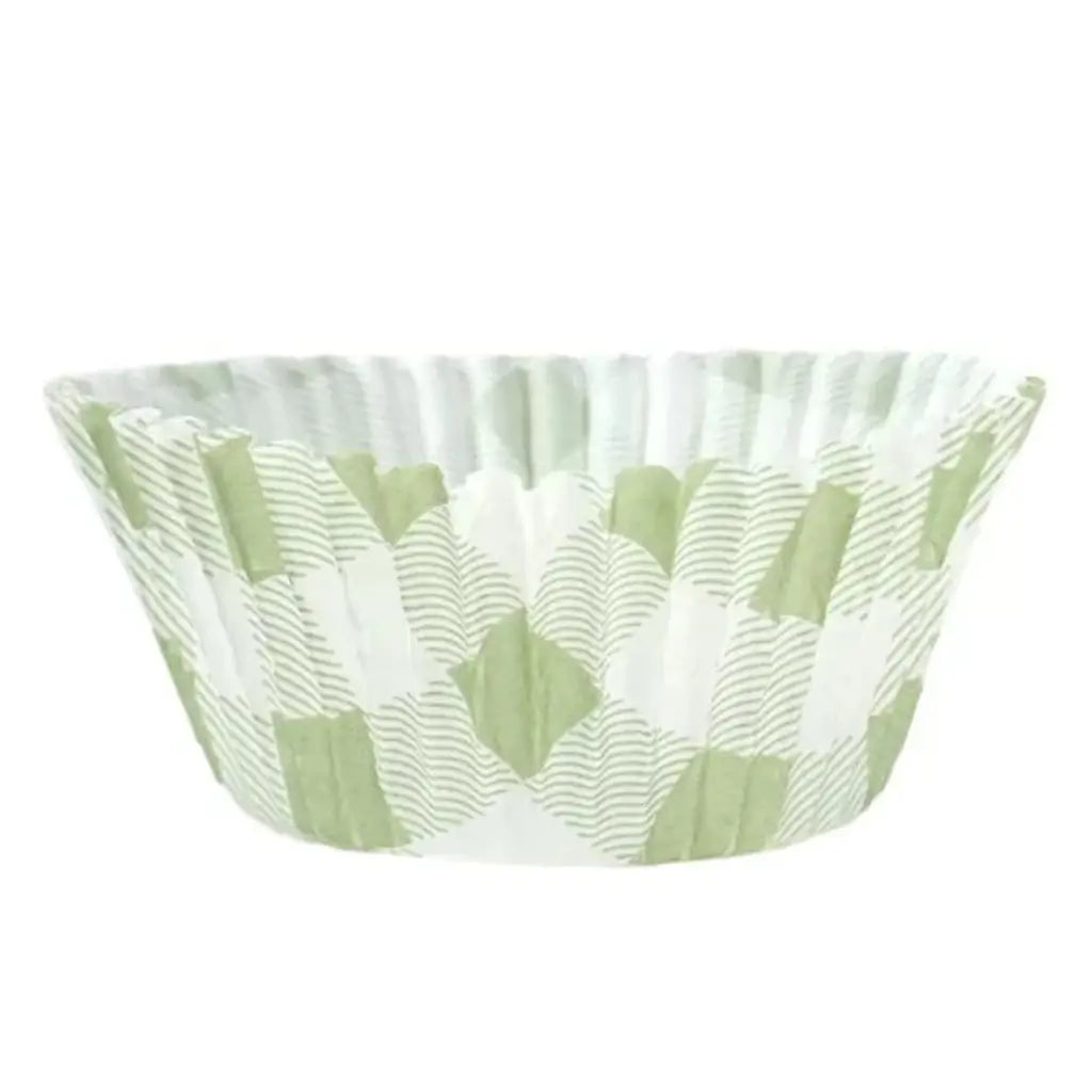 Green Gingham Paper Cupcake Cases baking cups 25pk