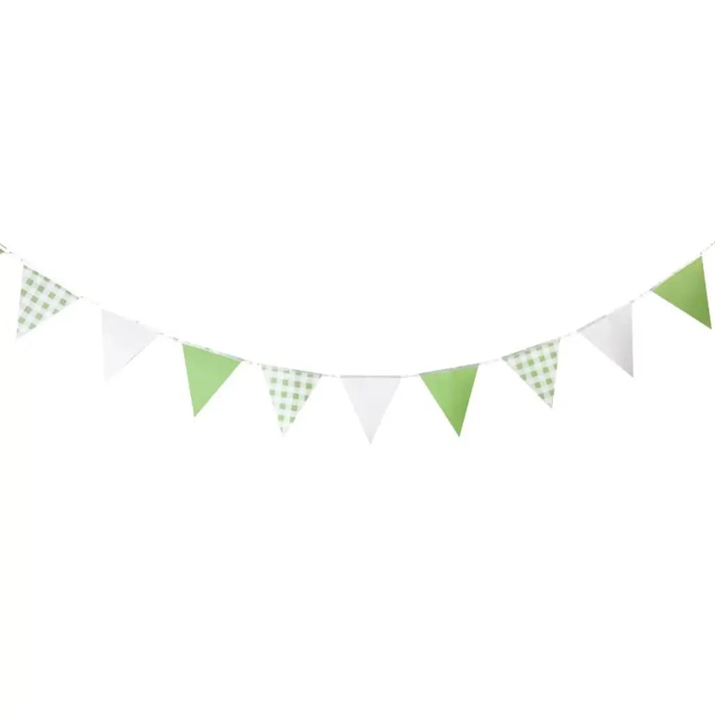 Green Gingham Paper Flag Bunting 3.5m