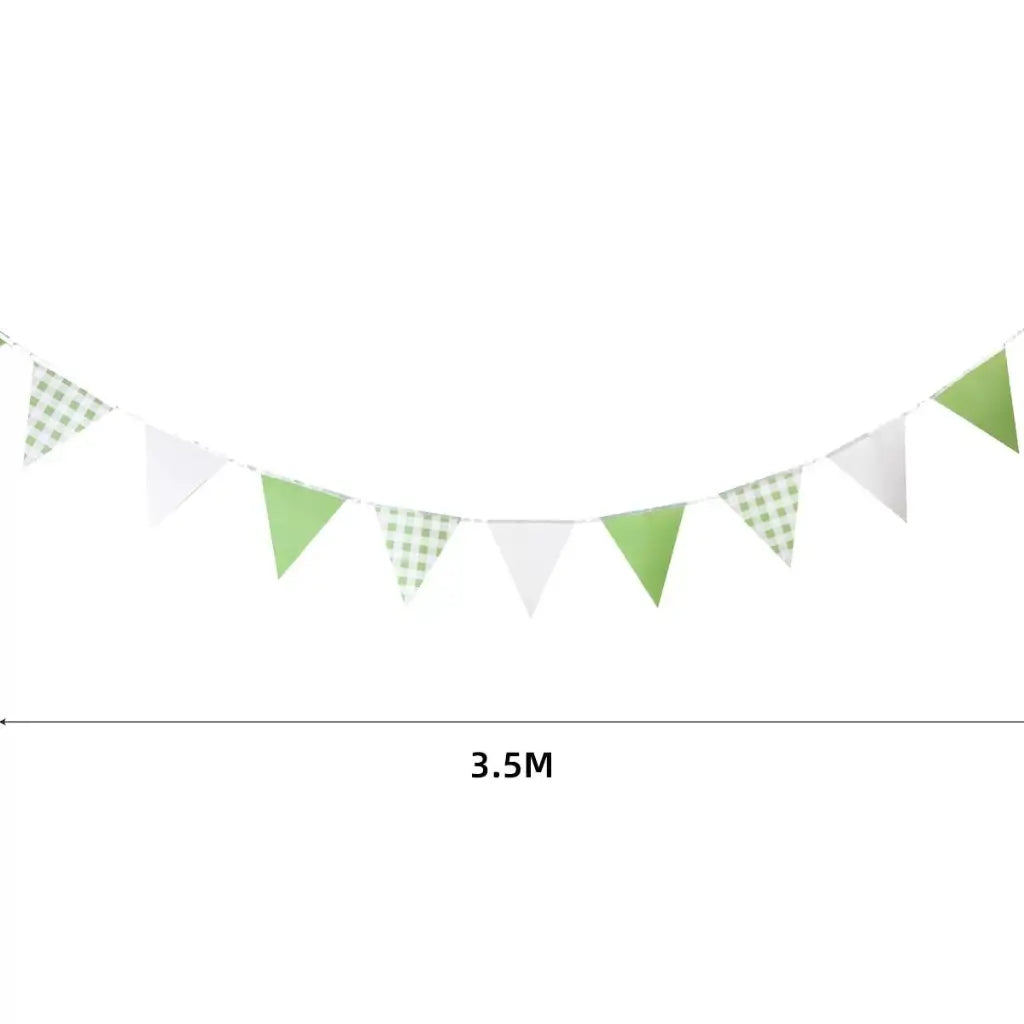 Green Gingham Paper Flag Bunting 3.5m