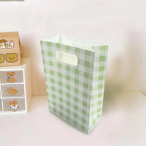Green Gingham Paper Gift Bags 6pk