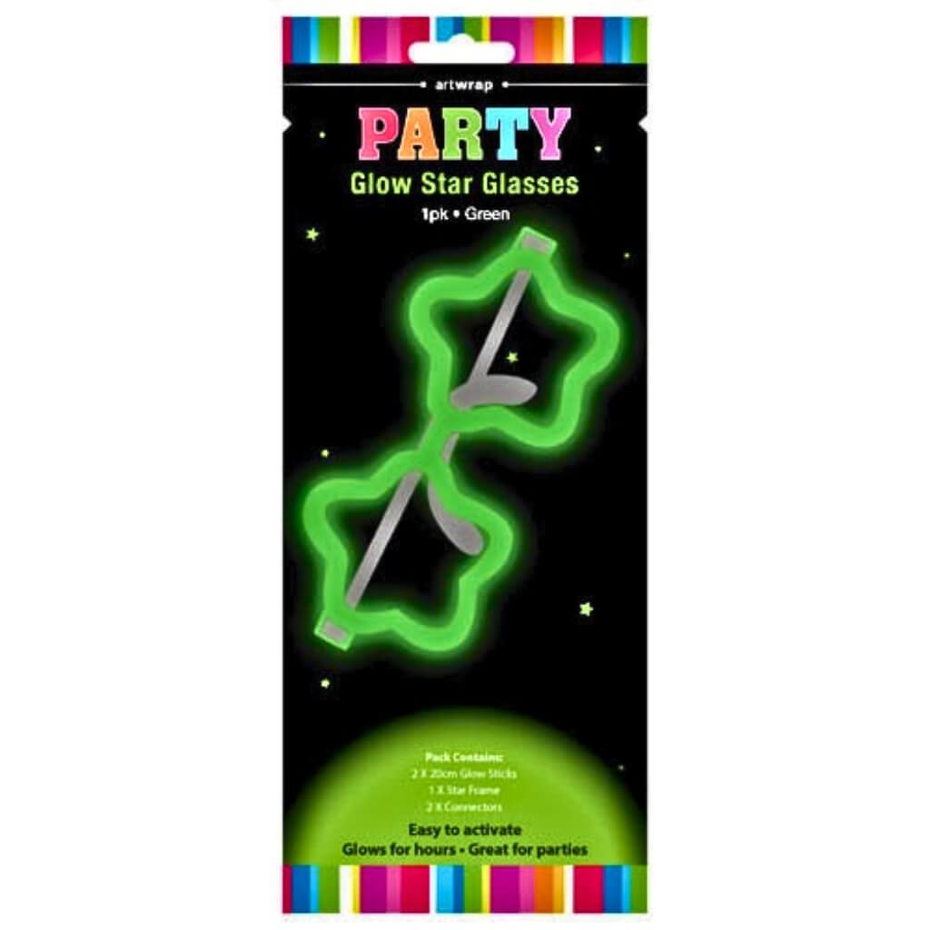 Green glow star glasses party favour