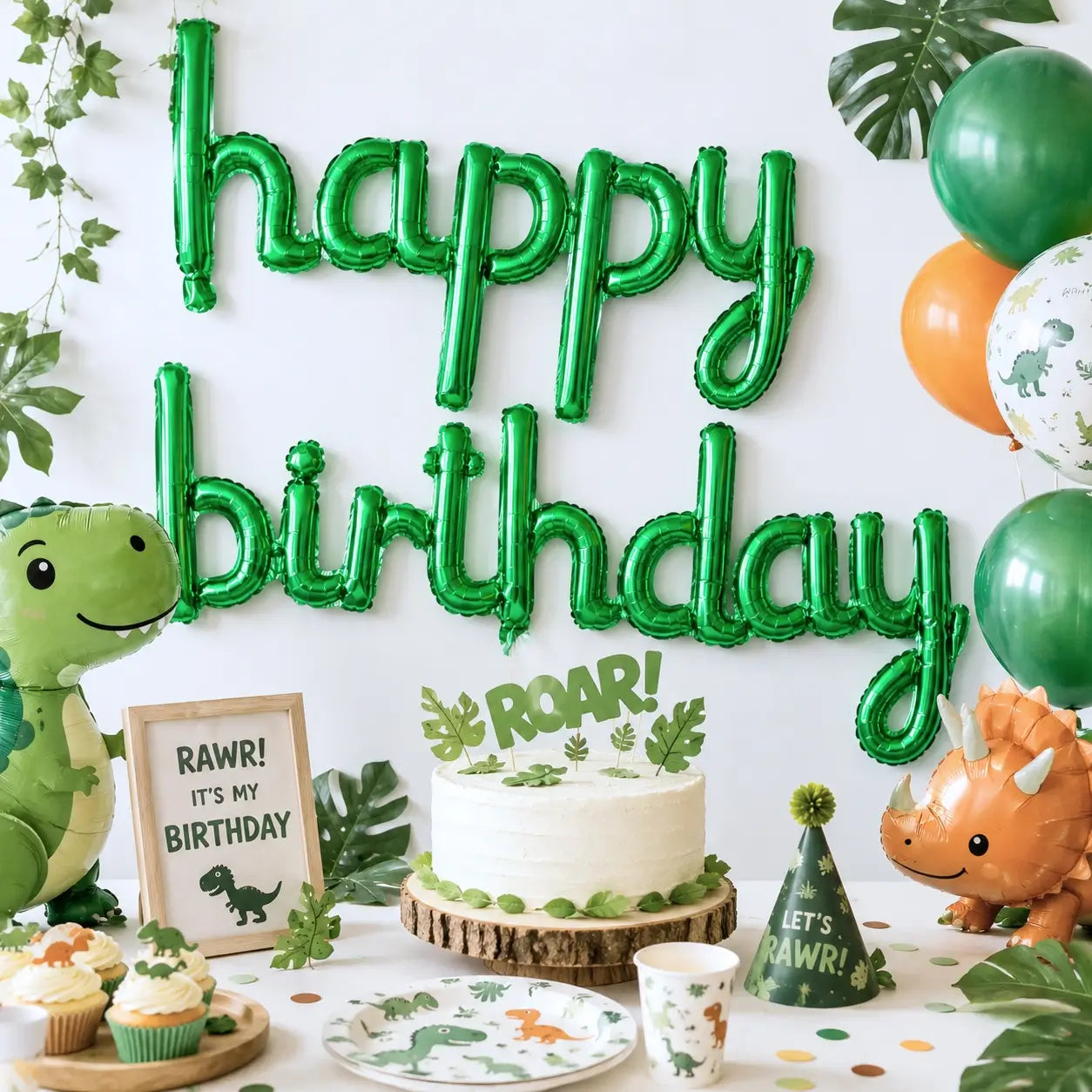Green Lowercase Happy Birthday Foil Balloon Banner