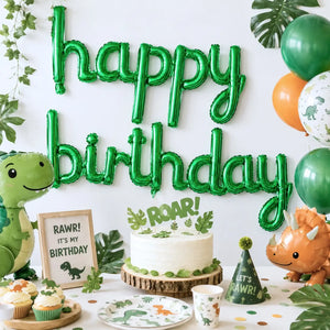 Green Lowercase Happy Birthday Foil Balloon Banner