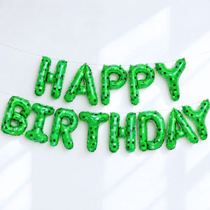 Green Pixel Happy Birthday Foil Balloon Banner