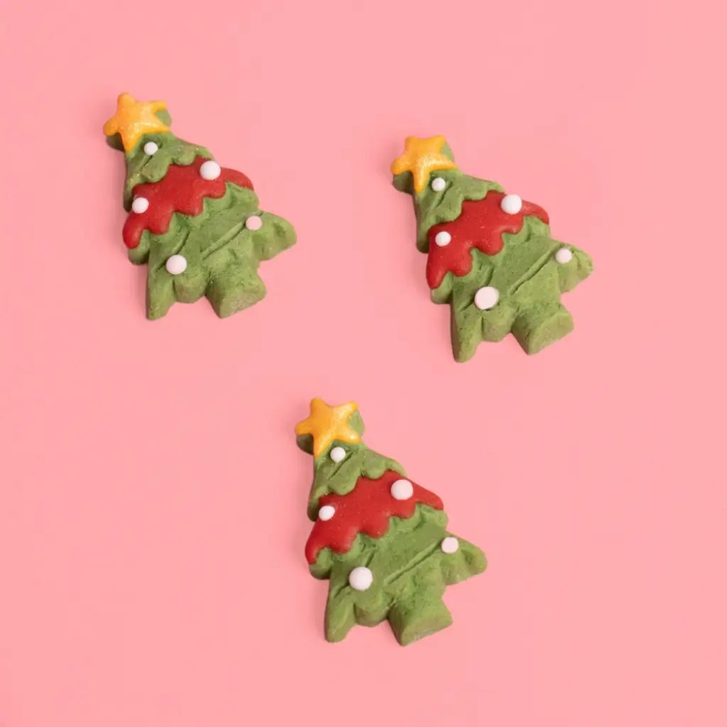 Green, red and gold Christmas icing decorations