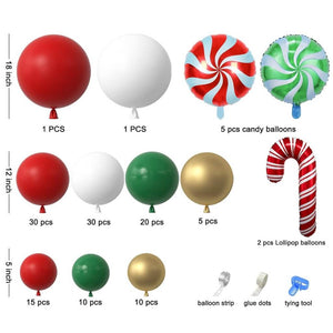 Green & Red Christmas Balloon Garland DIY Kit 129pk