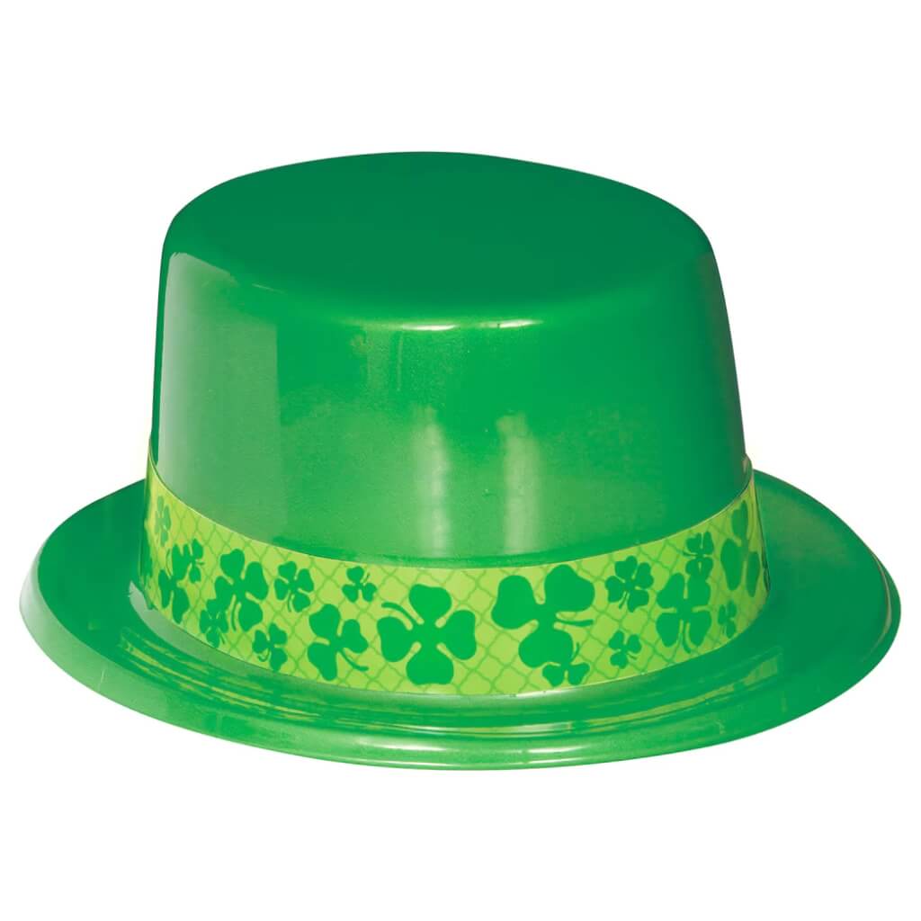 Green Shamrock Plastic Top Hat