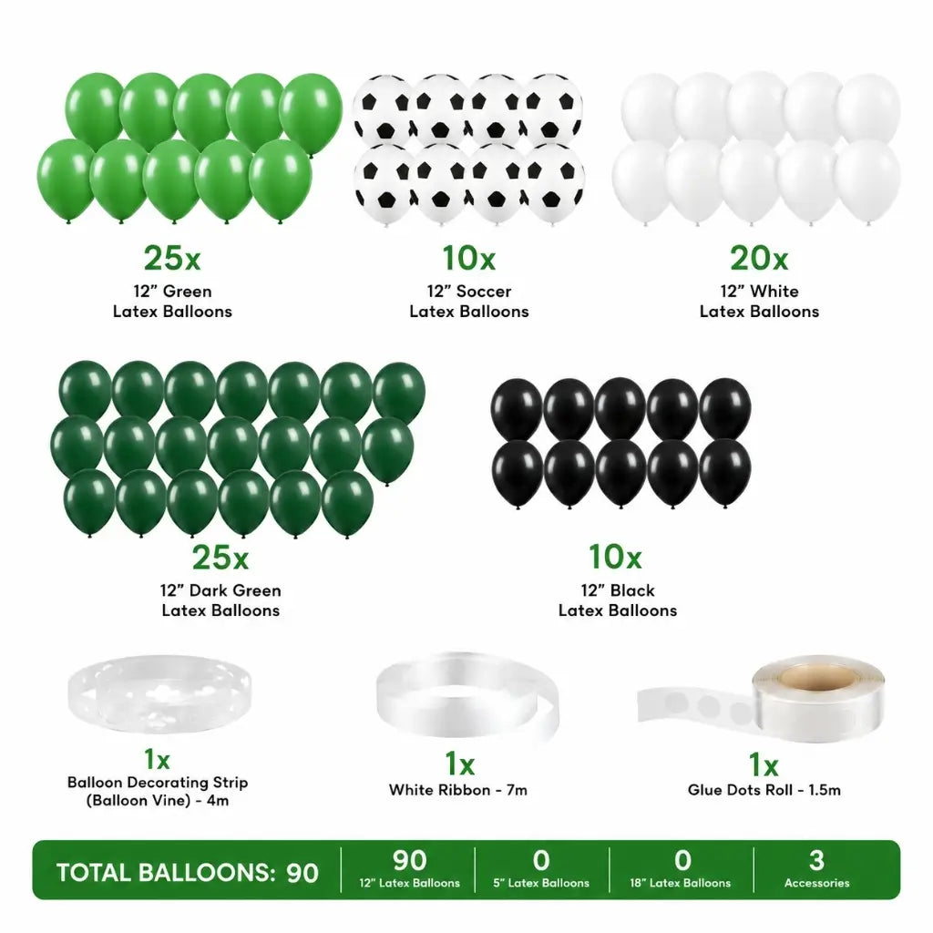 Green & Black Soccer Balloon Garland Kit 93pk