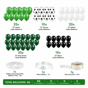 Green & Black Soccer Balloon Garland Kit 93pk