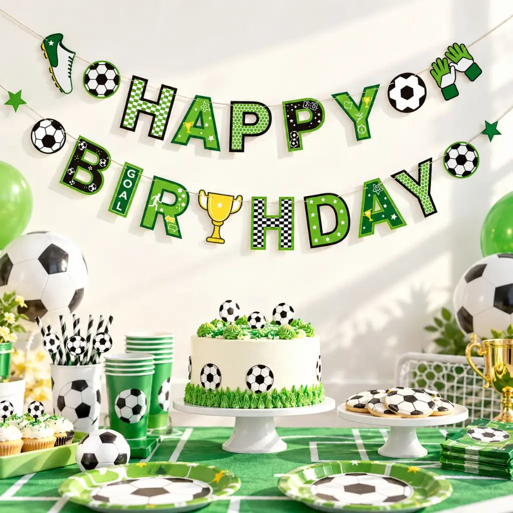 Happy Birthday Soccer Paper Banner – Football Party Bunting 2.5m