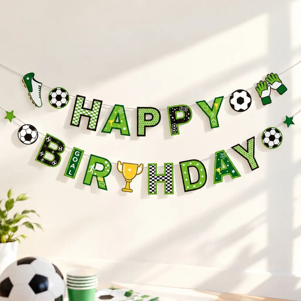 Happy Birthday Soccer Paper Banner – Football Party Bunting 2.5m