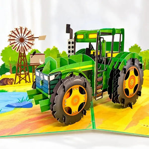 Australian farm birthday card with a detailed green tractor