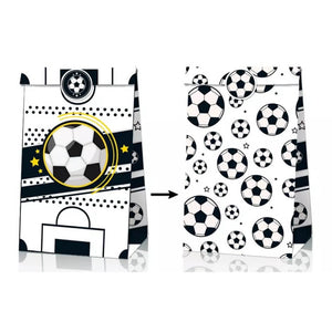 White & Green Soccer Party Paper Goodie Bags 12pk