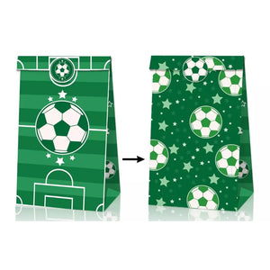 White & Green Soccer Party Paper Goodie Bags 12pk