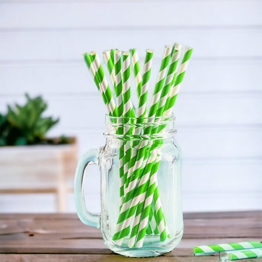 Green & White Soccer Paper Straws 8 Pack
