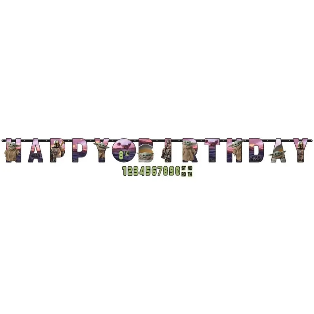 Mandalorian add an age happy birthday banner Grogu