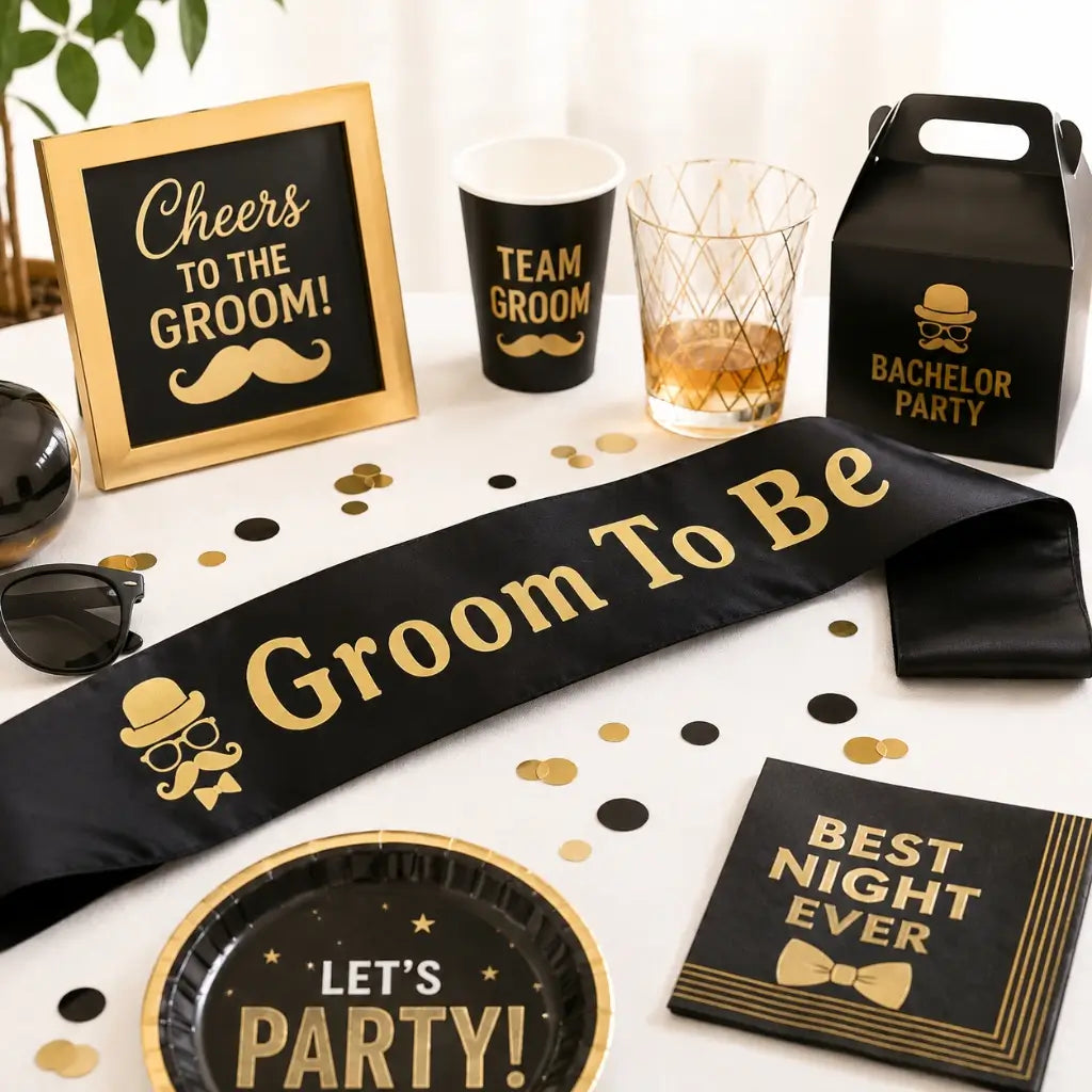 Black Groom to Be Bachelor Party Fabric Sash