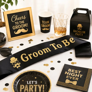 Black Groom to Be Bachelor Party Fabric Sash