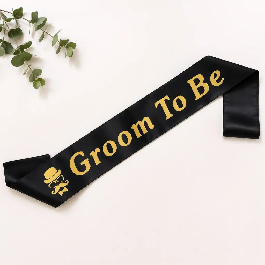 Black Groom to Be Bachelor Party Fabric Sash