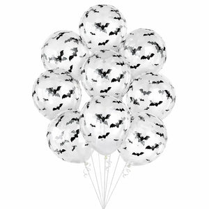 Clear balloons with black bat confetti