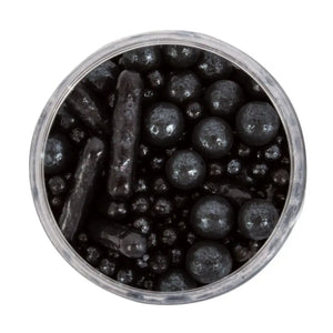 Sprinks Bubble and Bounce black sugar pearl sprinkles in a clear jar
