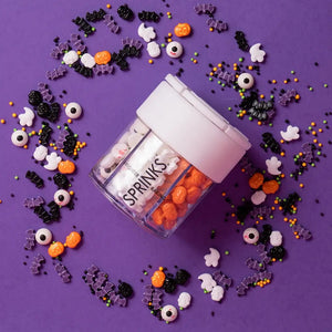 Halloween cake sprinkles in reusable 6-cell container