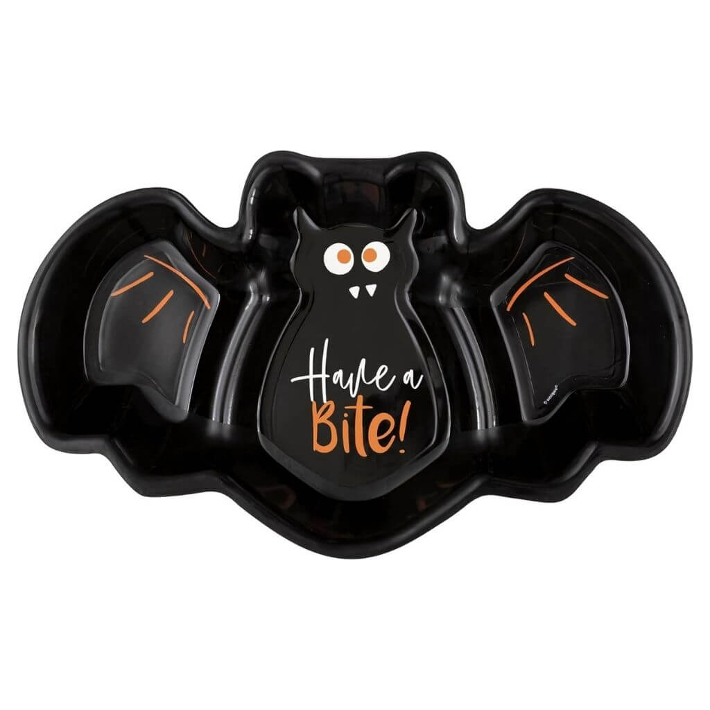 Halloween “Have a Bite” Bat Shaped 3 Section Tray – Black