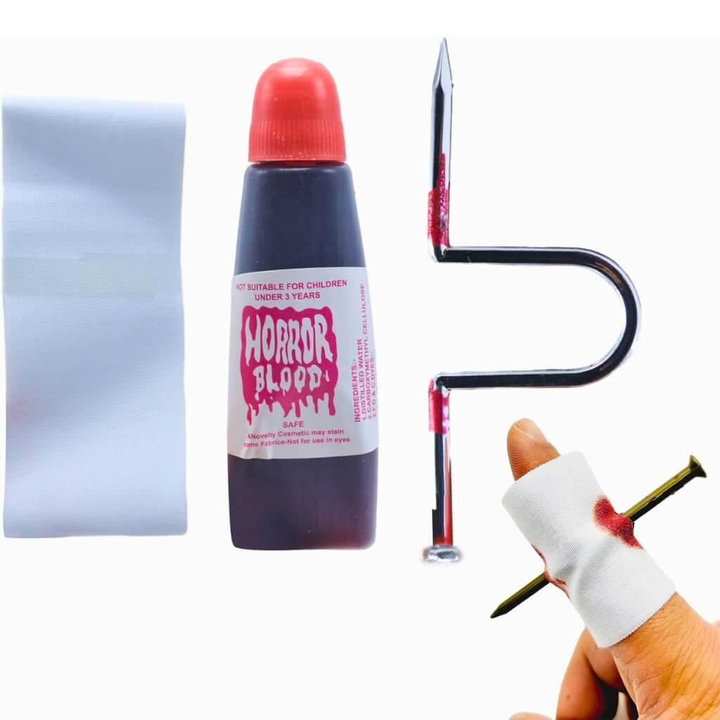 Bloody Nail Through Finger Halloween Costume Accessory