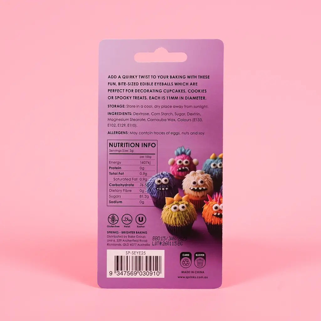 Sprinks tiny toppers edible eyes 25g pack instructions