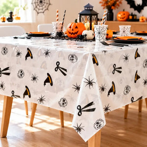 Rectangular Halloween plastic tablecloth measuring 137cm x 213cm