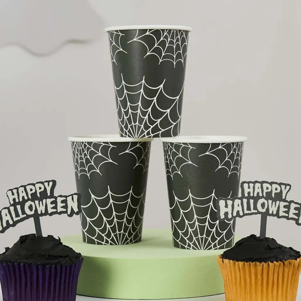 Disposable Halloween spiderweb party cups