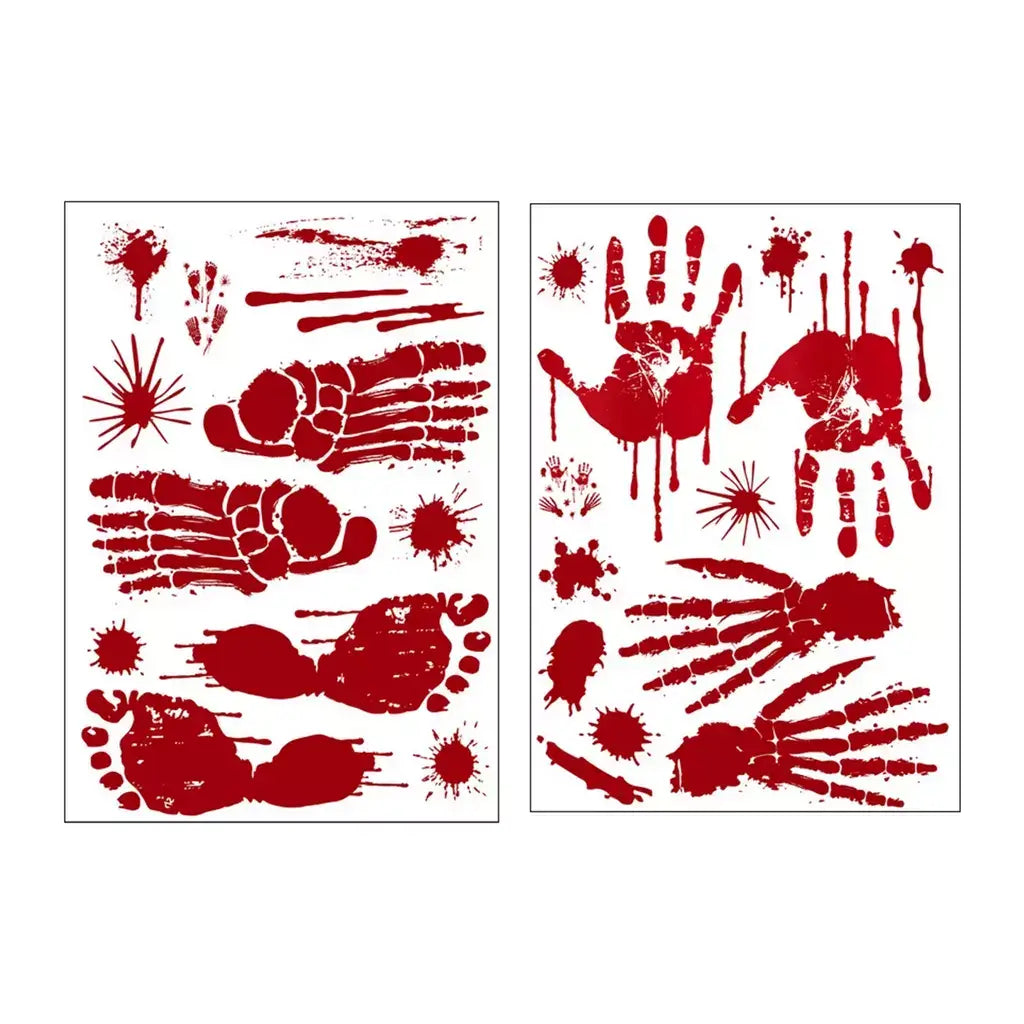 Halloween Red Handprint & Footprint Windows Stickers