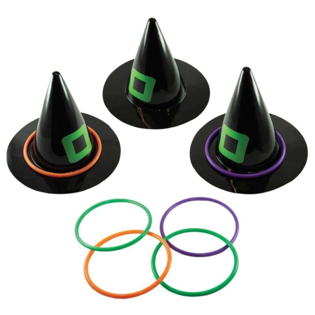 Inflatable Witch Hat Ring Toss Halloween Game – 3 Hats & 6 Rings